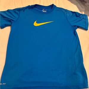 Nike Blue Dri-FIT T-Shirt with Yellow Swoosh